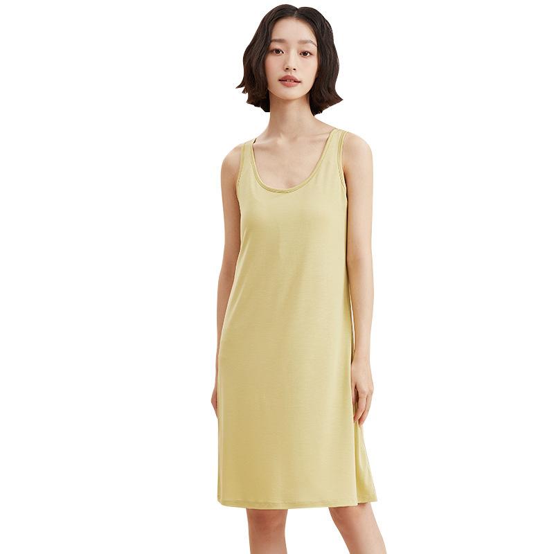 ワンピース レディース 春夏 接触冷感 ルームウェア 部屋着 ノースリーブ スリップドレス インナー ミ..