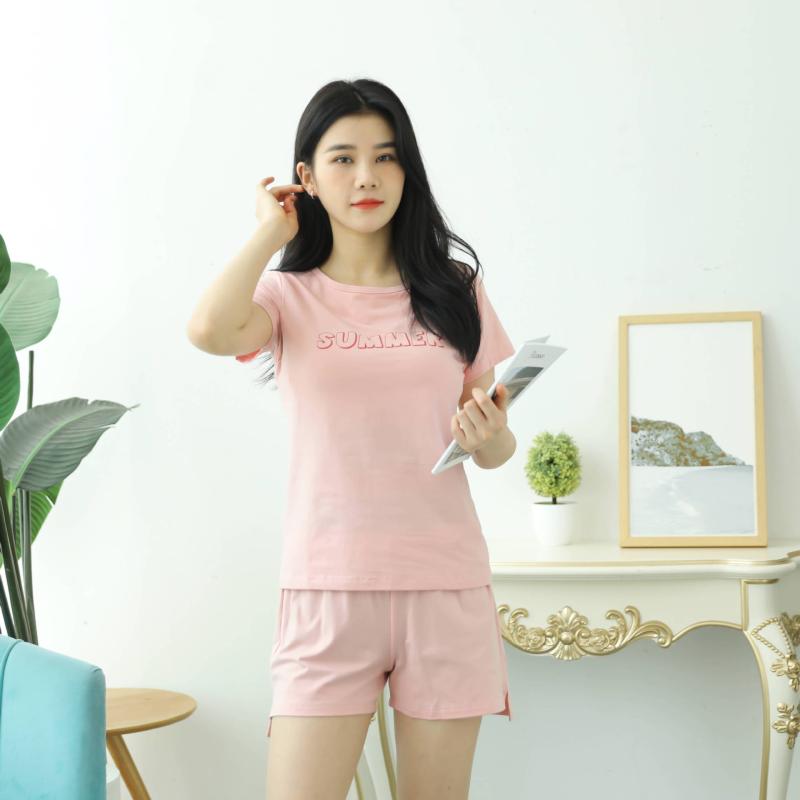 パジャマ レディース 半袖 ショーツ セットアップ 綿 夏 ルームウェア 胸パッド付き 大きいサイズ ゆったり 部屋着 寝巻き かわいい リラックス 普段使い 春夏 グレー 黒 ピンク系 ブルー2
