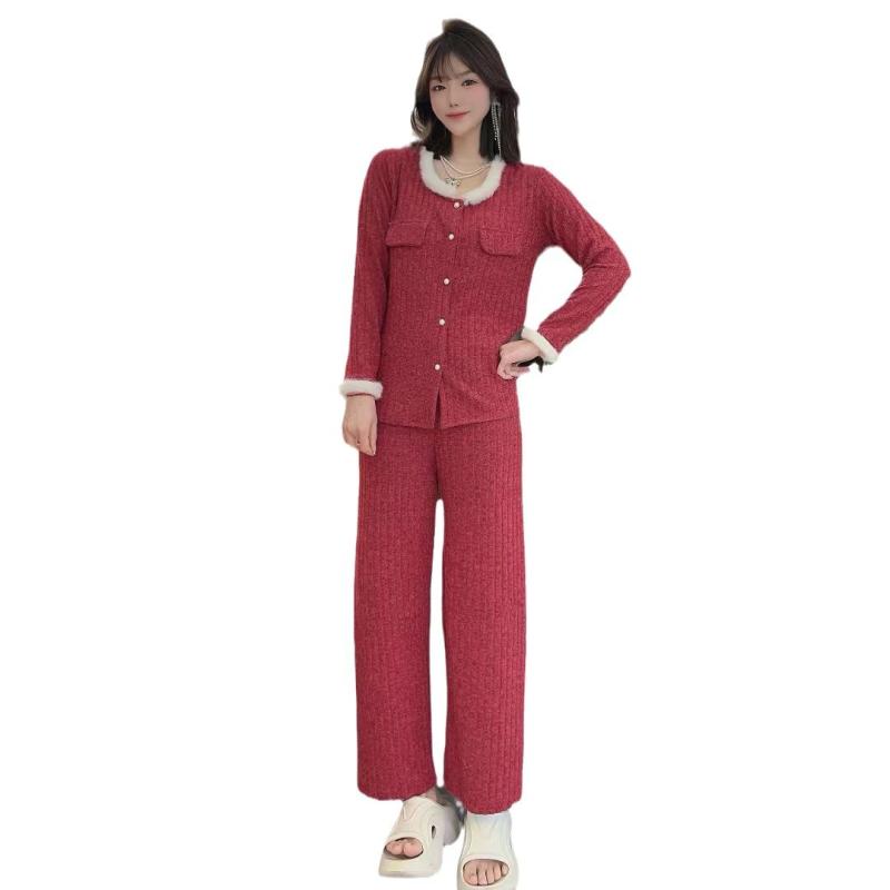 パジャマ レディース 秋冬 Vネック 長袖 長ズボン 上下セット 綿混 彩棉 接触冷感 保温性 通気性 ルームウェア 部屋着 寝間着 かわいい おしゃれ リラックス ゆったり 外着可能 高級感2
