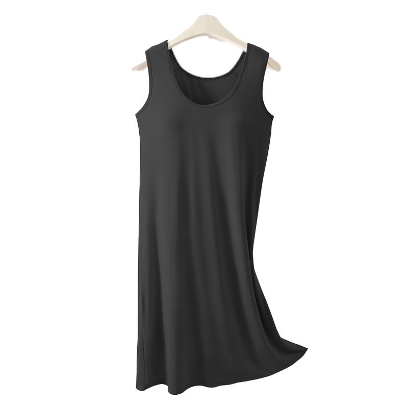 ワンピース レディース ノースリーブ パッド付き ロング丈 ルームウェア 部屋着 春夏 秋冬 粘纤 接触冷..