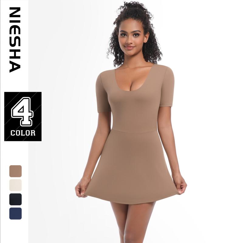 ワンピース レディース テニスウェア スポーツ スカート付き レギンス ゴルフウェア ヨガウェア ランニング トレーニングウェア 無地 春夏秋冬 ストレッチ 伸縮性 吸汗速乾