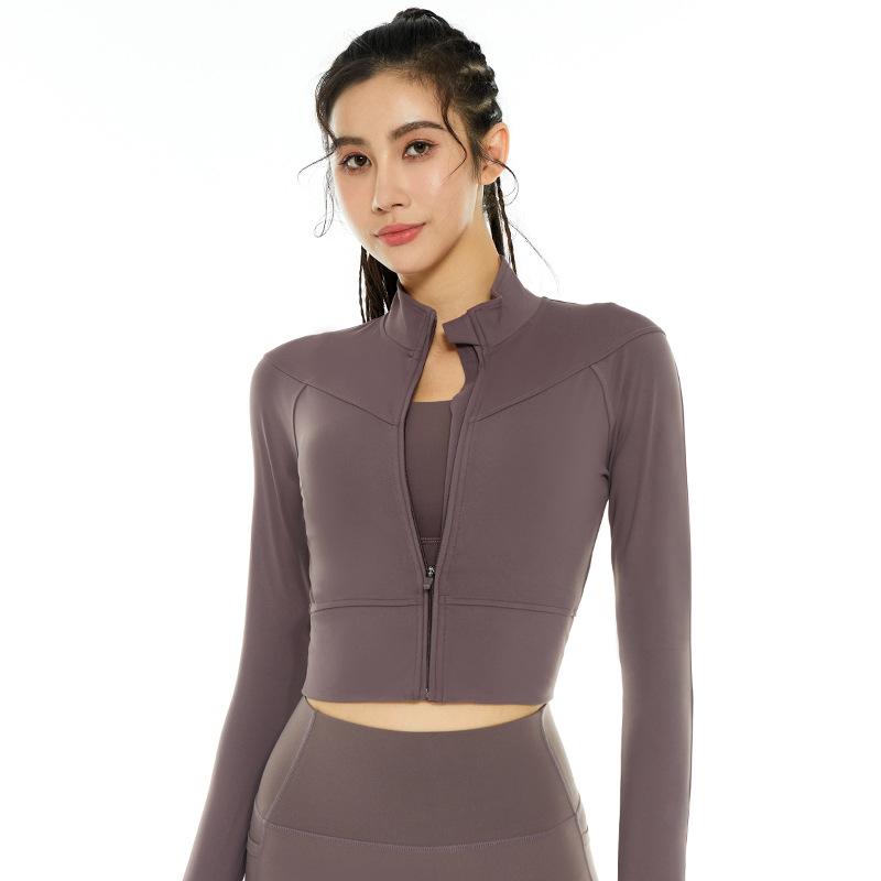 ヨガウェア レディース 長袖 指穴付き カーディガン ファスナー ランニング スポーツウェア トレーニン..