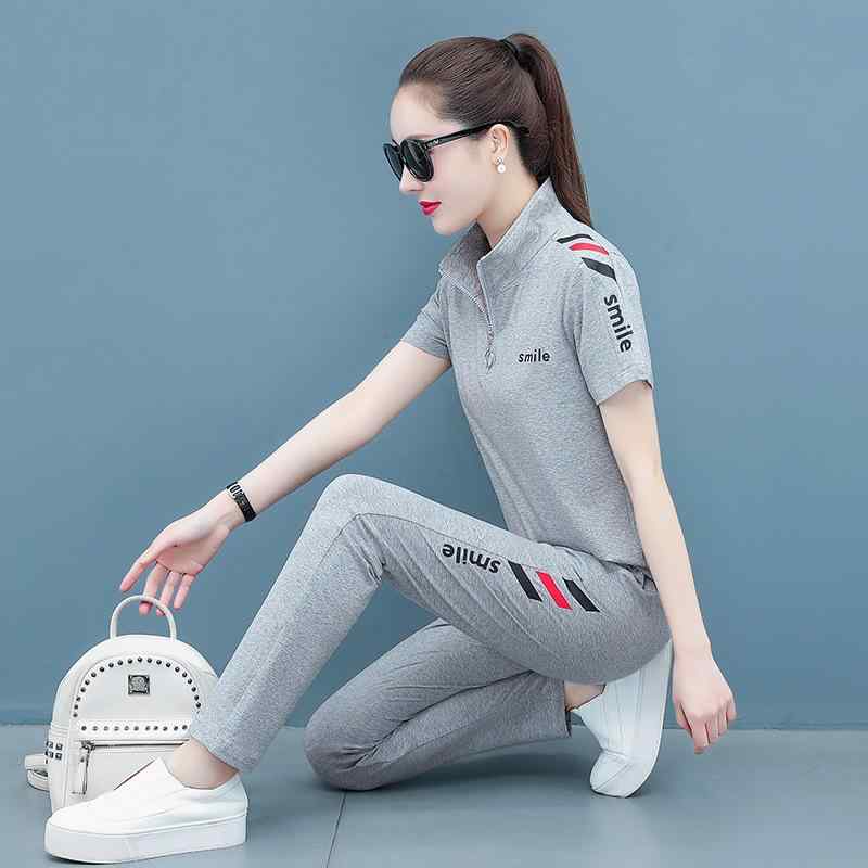 セットアップ レディース 5分袖 Tシャツ &amp; パンツ 上下セット コットン カジュアル 部屋着 ルーム..