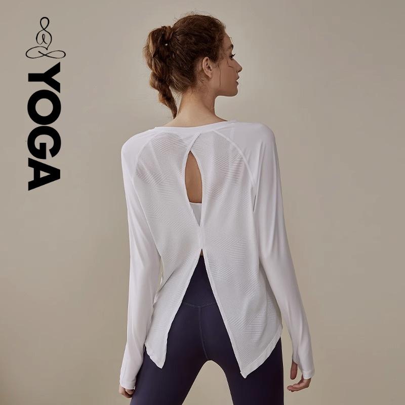 ヨガウェア レディース スポーツブラウス 長袖 Tシャツ ランニング ウェア トレーニング ピラティス 速..