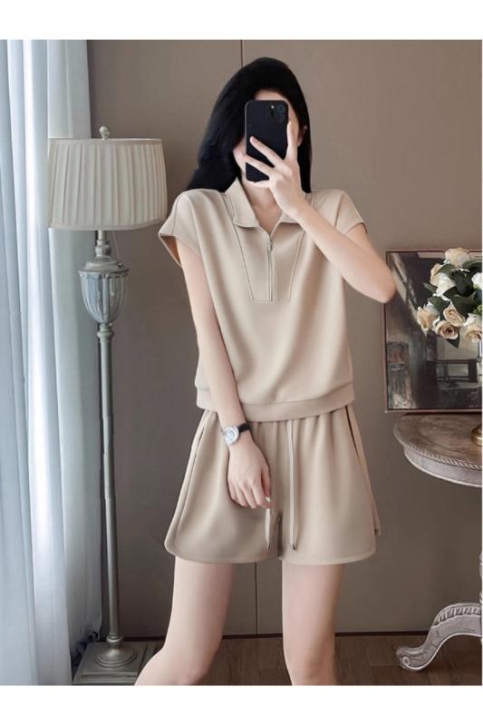 Tシャツ レディース ポロシャツ 半袖 ショートパンツ 上下セット 部屋着 普段使い スポーツウェア 燕麦..