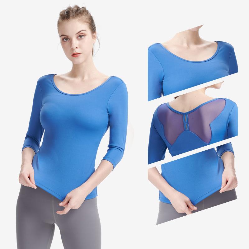 ヨガウェア レディース 長袖Tシャツ 秋冬 運動着 トップス 胸パッド付き 吸湿速乾 伸縮性 スポーツ ラ..