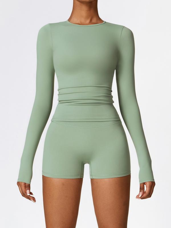 ヨガウェア レディース 長袖Tシャツ ショートパンツ 上下セット スポーツウェア トレーニングウェア ランニングウェア 吸湿速乾 伸縮性 普段使い 部屋着 春夏 秋冬 ブラック グレー グリーン スカイブルー