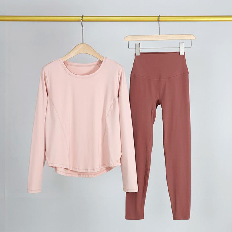 ヨガウェア レディース セットアップ 長袖 トップス スポーツウェア トレーニングウェア Tシャツ レギ..