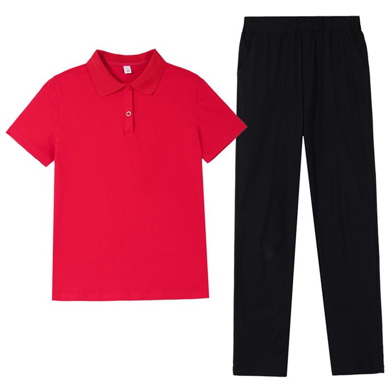 セットアップ レディース 半袖ポロシャツ & パンツ 2点セット コットン 伸縮性 ミセス ファッション カジュアル 普段使い 通勤着 部屋着 リラックスウェア ホワイト レッド グレー ピンク系 グリーン イエロー パープル ブラック