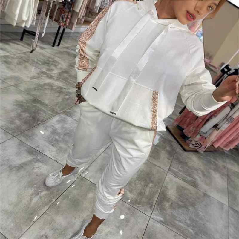 セットアップ レディース 運動着 スウェット 上下セット ズボン カジュアル スパンコール 長袖 パーカー ジャージ 長ズボン ポリエステル 無地 秋冬