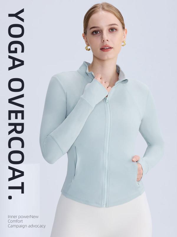 ヨガ トップス レディース 秋冬 高機能ストレッチ スポーツ ジャケット 高襟 ジップアップ アウター 長袖 運動着 ランニング ウェア スリムフィット ポケット付き ブラック 他