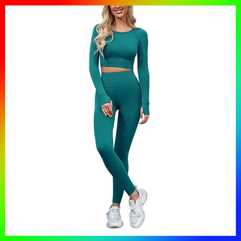 ヨガウェア レディース 上下セット スポーツウェア ニット 長袖 ロングパンツ 無縫製 吸湿速乾 伸縮性 ..