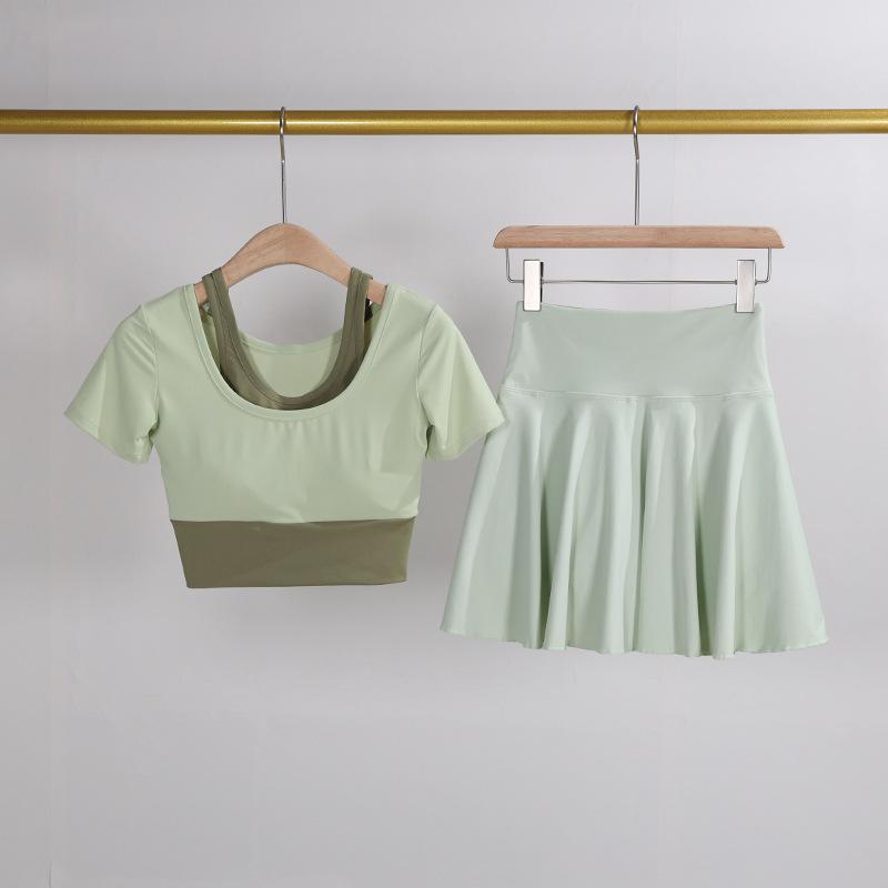 スカート レディース スポーツウェア 春夏 セットアップ テニス ゴルフウェア 吸湿速乾 高機能 高腰 プリーツ ミニスカート 長袖 パーカー 運動着 部屋着 アウトドア 緑 グリーン系