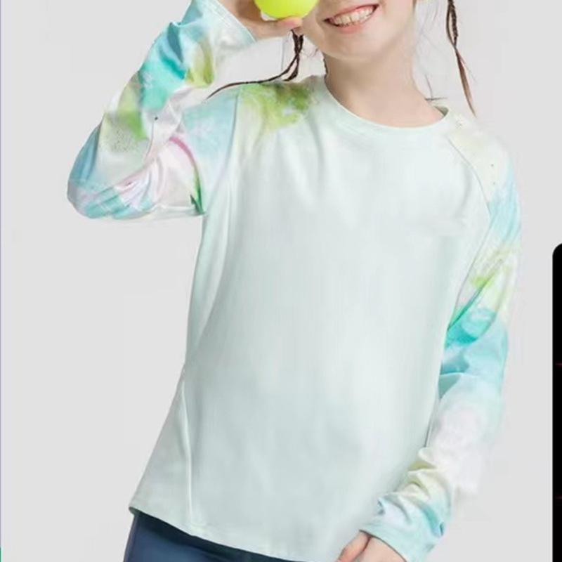 ヨガウェア キッズ 女の子 スポーツトップス 長袖 トレーニングウェア 吸湿速乾 スリムフィット パープル グリーン 110 120 130 140 150 160