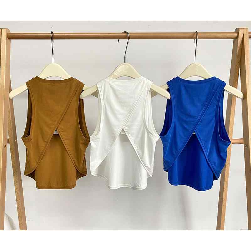 タンクトップ レディース ヨガウェア スポーツブラ 無地 トレーニングウェア トップス 接触冷感 吸湿速..