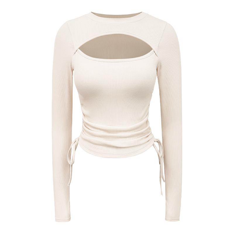 ヨガウェア レディース 長袖Tシャツ ニット トップス スリムフィット 着痩せ効果 ストレッチ 伸縮性 ス..