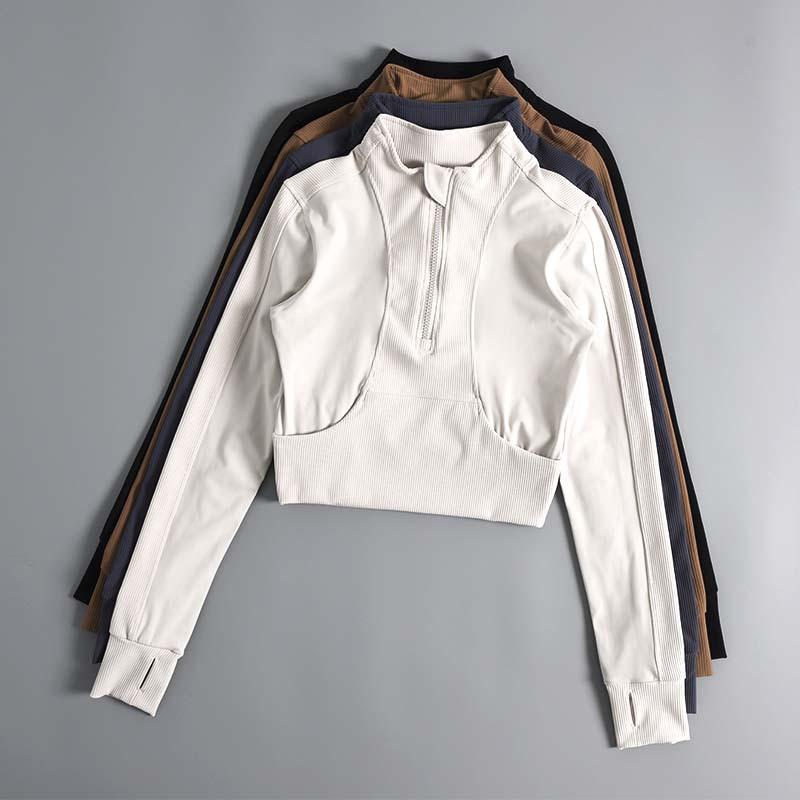 ヨガウェア レディース 長袖 ハーZip ランニング トレーニング トップス タイト ストレッチ 秋冬 ショ..