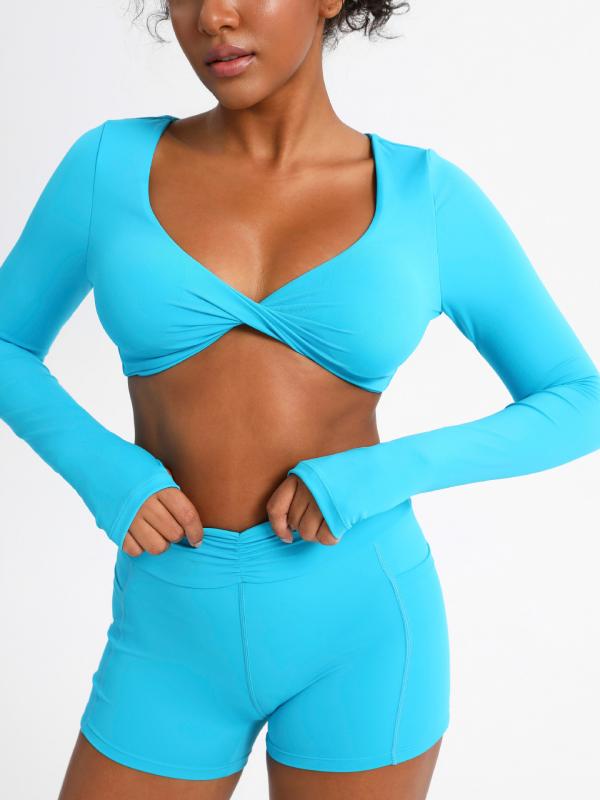 ヨガウェア レディース 長袖 ショート丈 トレーニングウェア ランニング フィットネス ウェア プラティ..