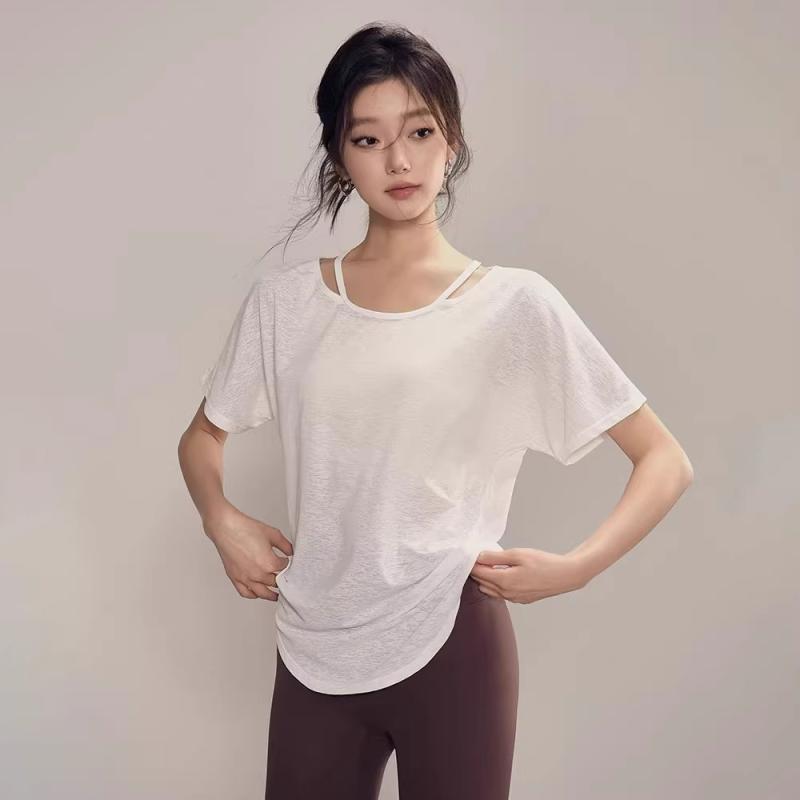 ヨガウェア レディース トップス 半袖 スポーツ Tシャツ 薄手 速乾 ランニング フィットネス ウェア 米..