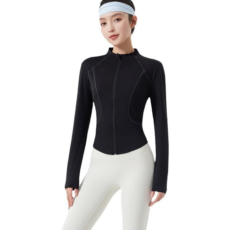 スポーツジャケット レディース 女性用 スタンドカラー フルジップ 高伸縮 スリムフィット トレーニング ランニング アウトドア カジュアル ウェア ヨガ 長袖 春秋 吸湿速乾