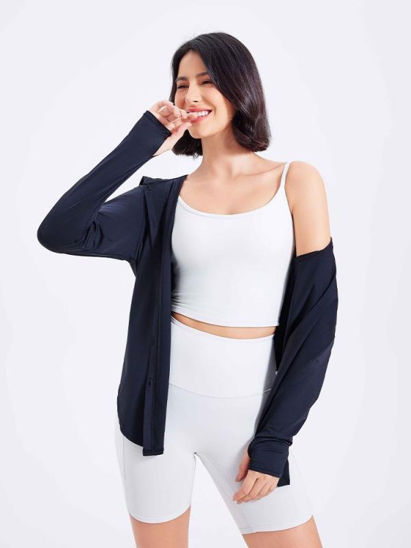 シャツ レディース 接触冷感 UVカット カーディガン 長袖 ジム ヨガ トップス 羽織り スポーツウェア ランニングウェア 普段使い 部屋着 ブラック ピンク系 ブルー