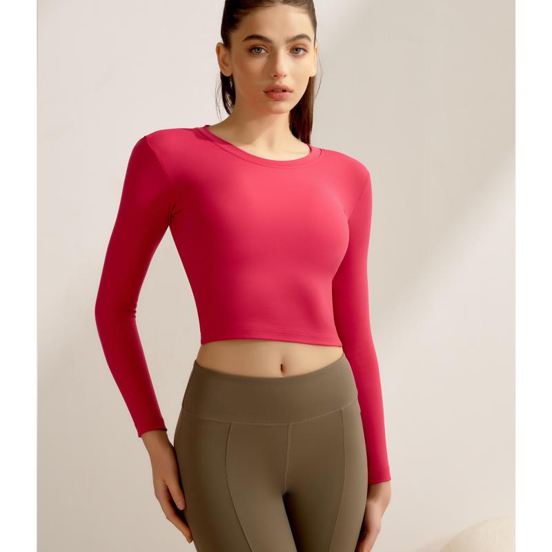 ヨガウェア レディース 長袖 秋冬 高級感 スポーツトップス 美背 ランニング ピラティス トレーニング ウェア 接触冷感 吸湿速乾 ストレッチ 伸縮性 ローズレッド コーヒー カーキ ブラック