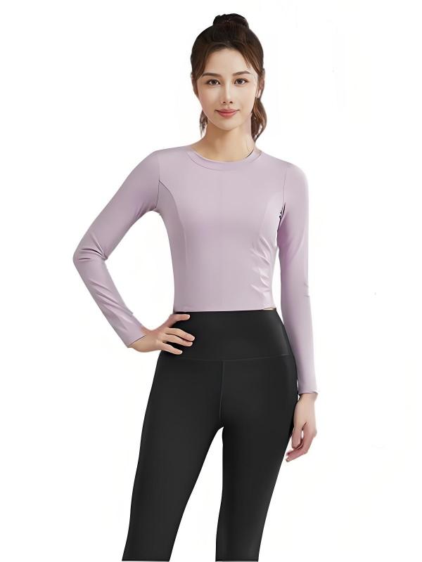 ヨガウェア レディース セットアップ 長袖 トップス ＆ 丈長パンツ 胸パッド付き 吸湿速乾 トレーニング ランニング ウェア 春夏 秋 スポーツウェア
