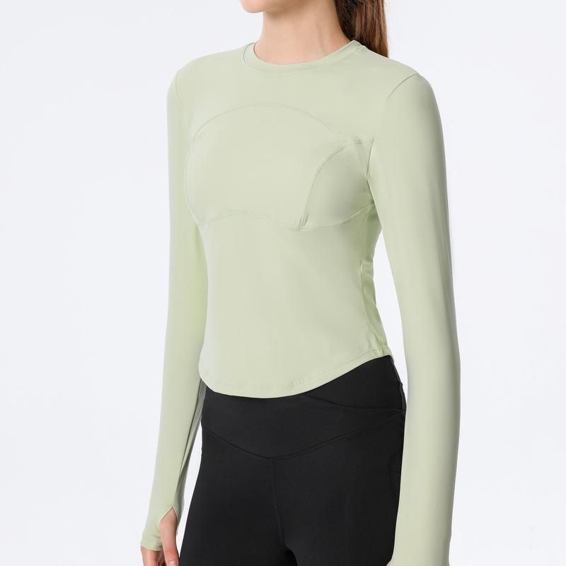 ヨガウェア レディース 長袖 スポーツトップス Tシャツ 胸パッド付き 吸湿速乾 ピラティス トレーニン..