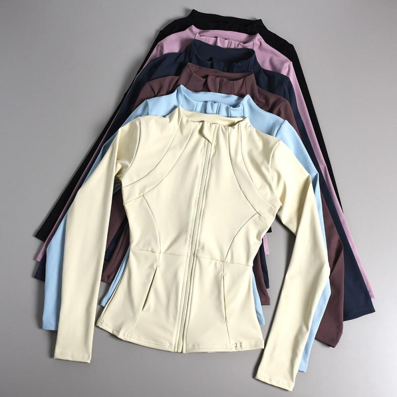 ヨガウェア レディース ヨガトップス ジム ランニング トレーニング ジャケット アウター 長袖 速乾 スポーツウェア 伸縮性 ポリエステル ブラック ブルー ピンク系