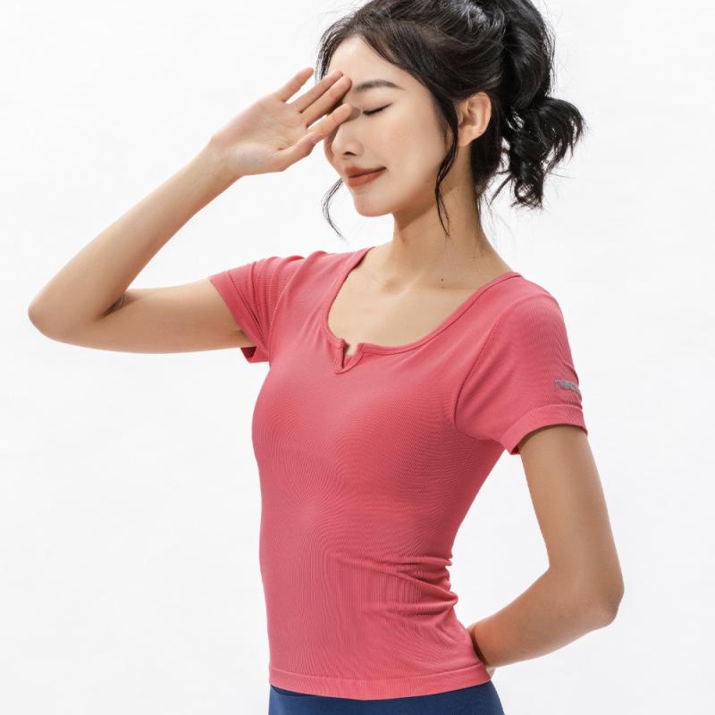 ヨガウェア レディース トップス 半袖 美背 ランニング スポーツ ウェア トレーニング ファッション 桃..