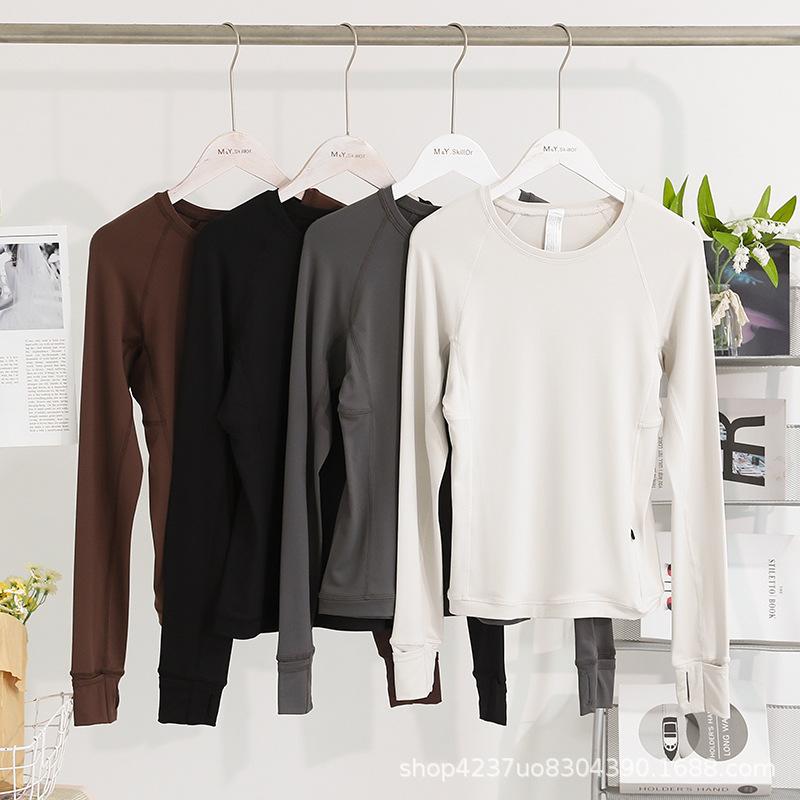 Tシャツ レディース 長袖 ヨガ スポーツ トレーニング ウェア 隠しポケット付き スリム フィット 吸汗 ..