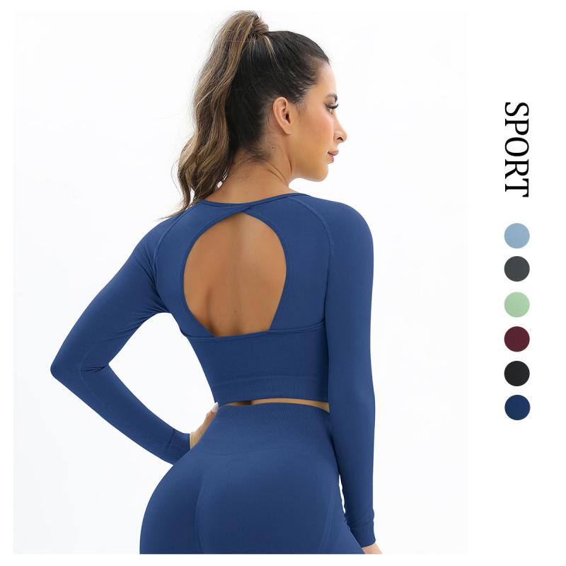 ヨガウェア レディース Tシャツ 長袖 秋冬用 速乾 スポーツ トップス 筋トレ エクササイズ ランニング ジョギング フィットネス トレーニングウェア ストレッチ 無地 美背 伸縮性 吸湿性 藏青 ブラック 酒紅 緑 深灰 天藍