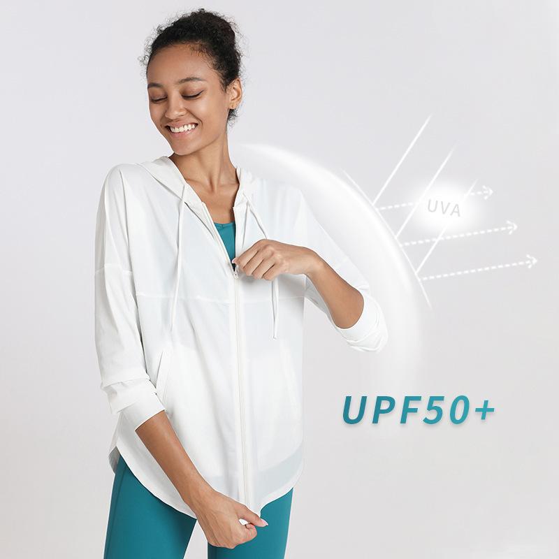 ヨガウェア レディース ラッシュガード ジップアップ パーカー 長袖 接触冷感 吸湿速乾 スポーツウェア..