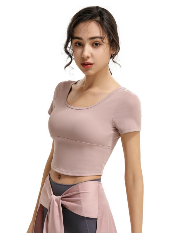 Tシャツ レディース スポーツ ランニング ヨガ ダンス トレーニング ウェア 吸湿速乾 伸縮性 グレー ブルー コーヒー パウダー ブラック