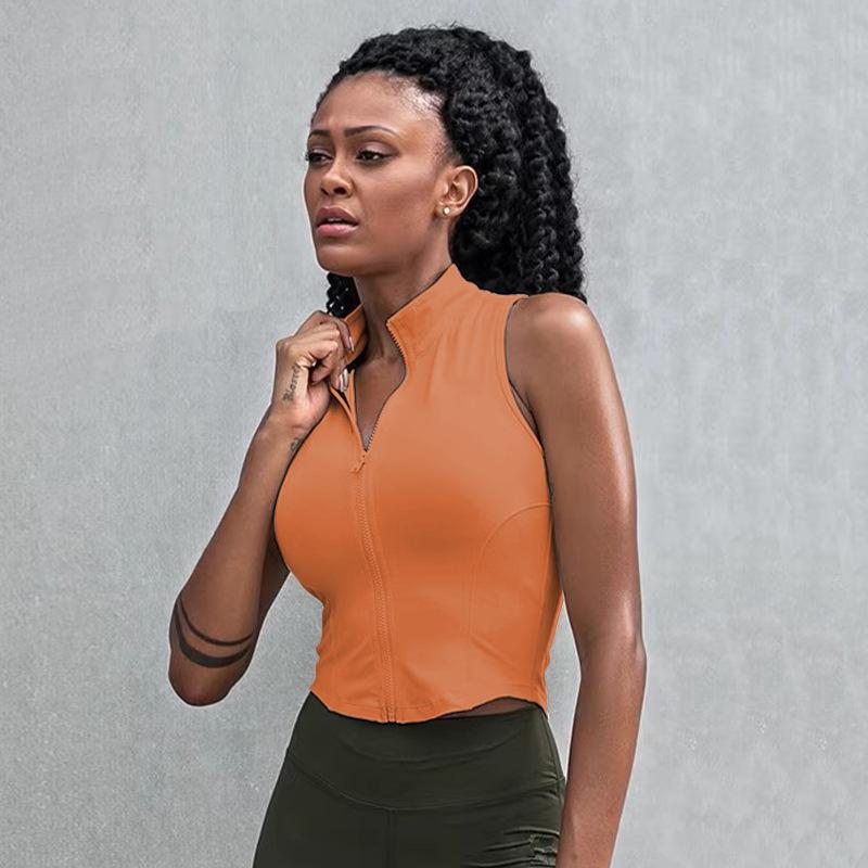 ヨガ ベスト レディース スポーツ 春秋 ファッション スタンドカラー ファスナー ノースリーブ ランニ..