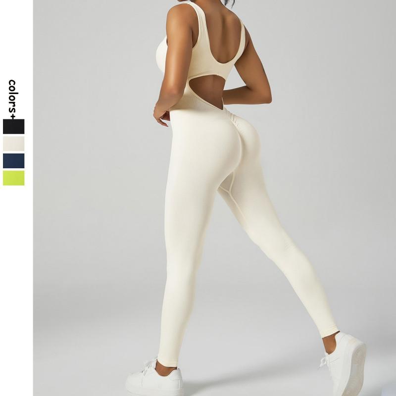 ヨガウェア レディース Vネック ノースリーブ オールインワン スポーツウェア アウトドア トレーニングウェア 肩出し 無地 吸汗速乾 伸縮性 ストレッチ 青色 白色 黒色 紺色