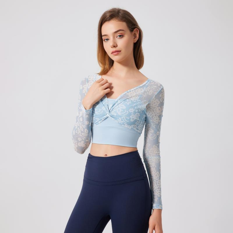 Tシャツ レディース 長袖 スポーツ ヨガウェア トップス メッシュ 切り替え パッド付き 吸湿速乾 スト..