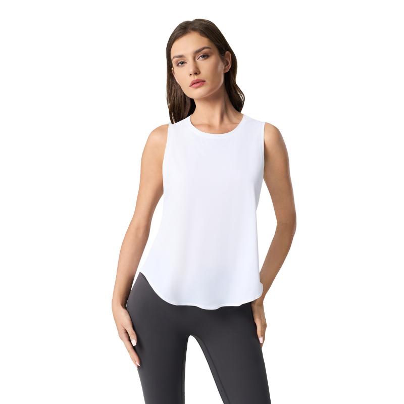 ヨガウェア レディース 速乾 スポーツブラ トップス 後ろスリット ノースリーブ 接触冷感 吸湿速乾 ランニング フィットネス トレーニング ジム 春夏