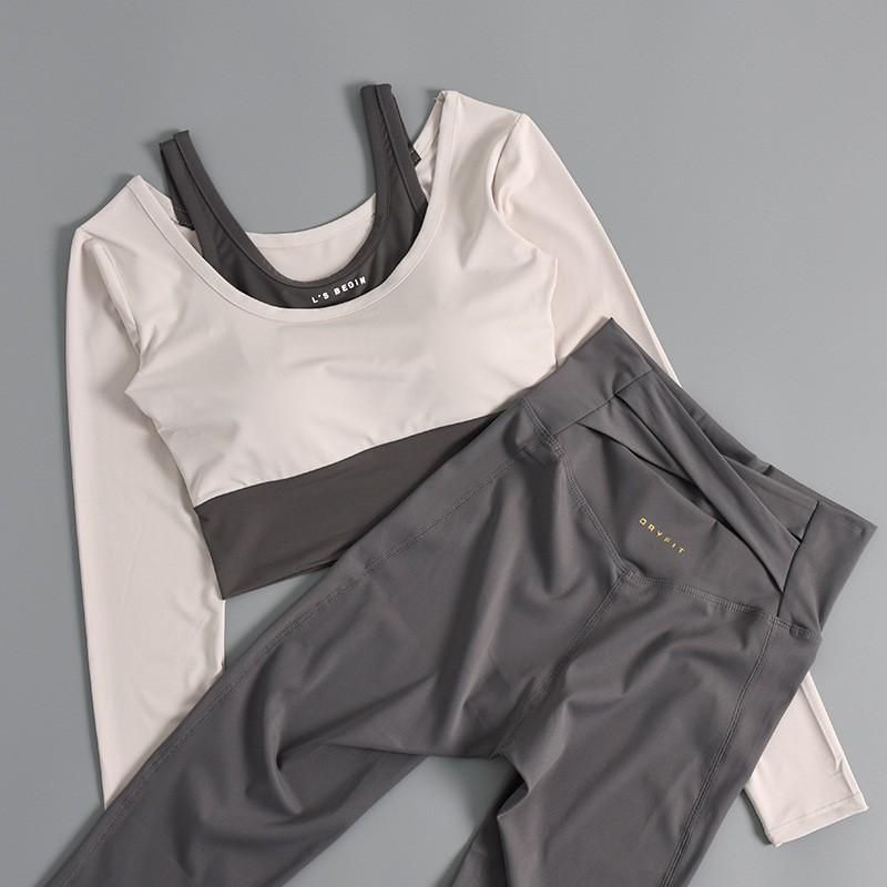 ヨガウェア レディース 長袖 スポーツウェア 上下セット トレーニングウェア 速乾性 タイトフィット ラ..