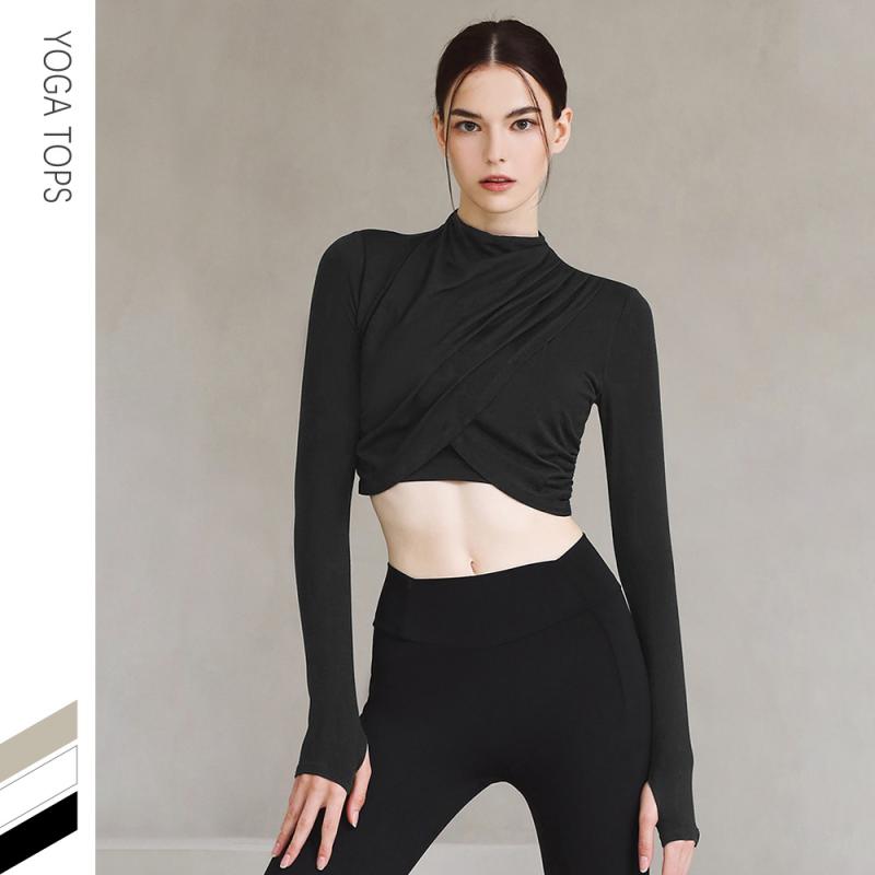 ヨガウェア レディース 秋冬 長袖 ハイネック トップス インナー 運動着 スポーツウェア ストレッチ 吸..