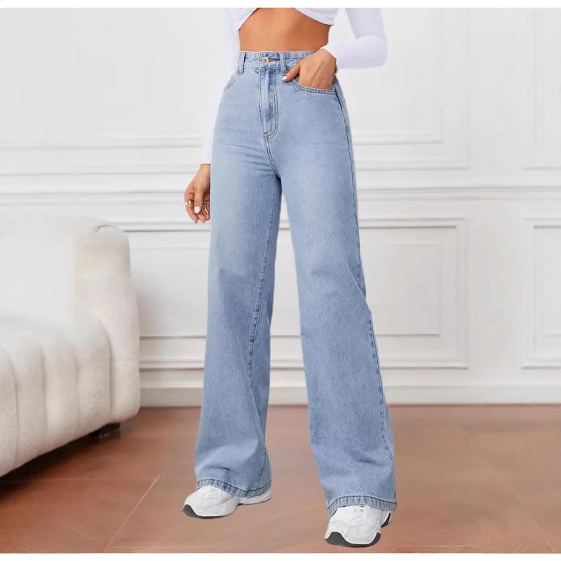 デニム レディース ジーパン ズボン・パンツ ストレート ゆったり ウォッシュ加工 コットン スパンデッ..