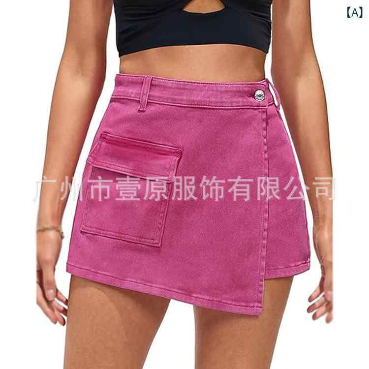 デニム レディース スカート付きパンツ ホットパンツ 切り替え 伸縮性 高見え 普段使い 部屋着 接触冷感 水色系 ピンク系 ブラック2