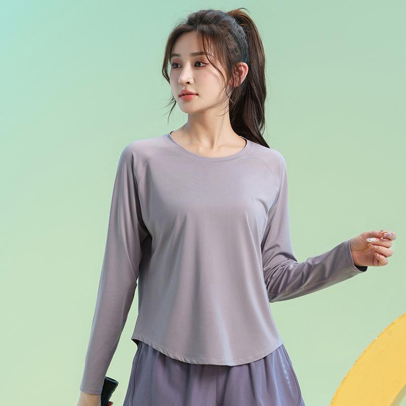 ヨガウェア レディース 高級感 細見え 速乾 長袖 スポーツTシャツ ランニング フィットネス トレーニング トップス ブラック ブルー パープル ピンク系