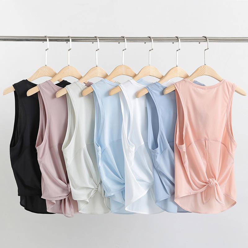 ヨガウェア レディース スポーツタンクトップ チュール メッシュ 重ね着トップス ノースリーブ ワーク..