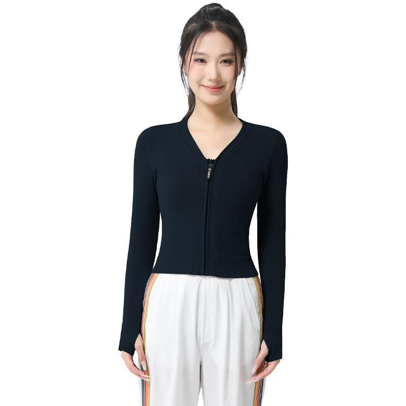 ジャケット レディース ヨガウェア トップス ジップアップ 長袖 吸湿速乾 スポーツ アウトドア トレーニング ウェア 上着 黒 紫 緑