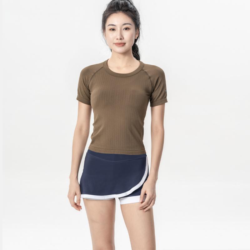 ヨガウェア レディース スポーツTシャツ ランニング トレーニングウェア 半袖 吸湿速乾 伸縮性 ピンク系 グレーブルー オリーブグリーン ブラック