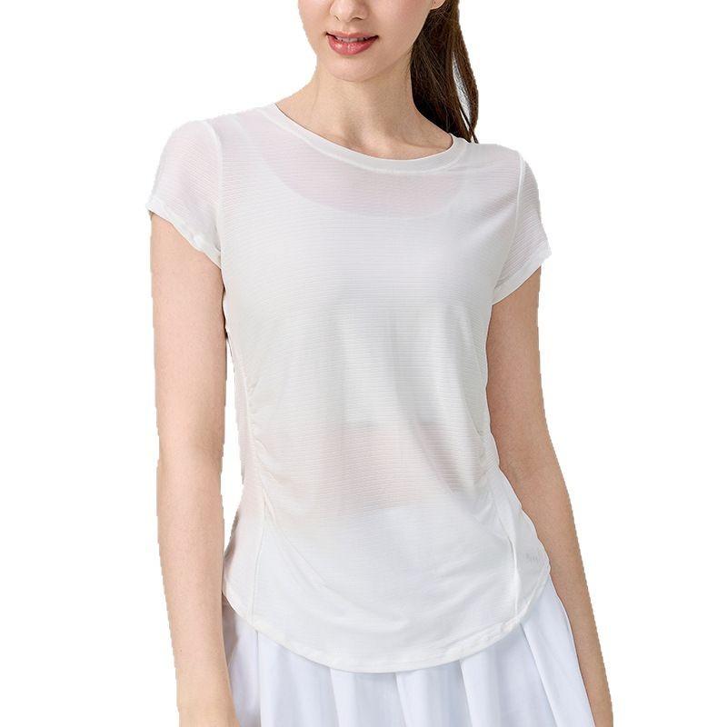 Tシャツ レディース ヨガウェア スポーツ用トップス メッシュ 切り替え 美背 接触冷感 薄手 ランニング..