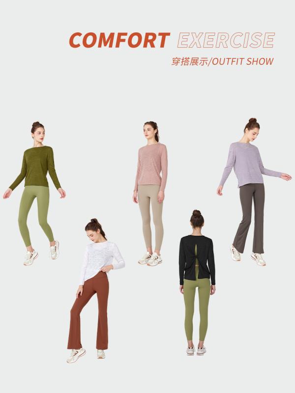 ヨガウェア レディース Tシャツ 秋冬 長袖 薄手 速乾 スポーツトップス 接触冷感 トレーニング ランニ..