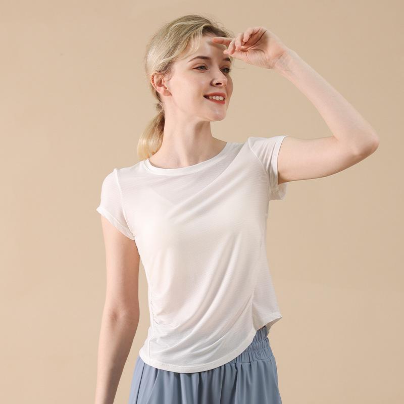 ヨガウェア レディース スポーツトップス ランニングTシャツ 接触冷感 吸湿速乾 薄手 トレーニングウェア 運動着 フィットネス 半袖2