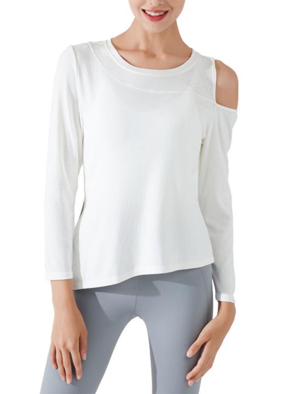 ヨガ トップス レディース 長袖 リブニット へそ出し 秋 薄手 スポーツ ウェア ルーズ ランニング フィ..